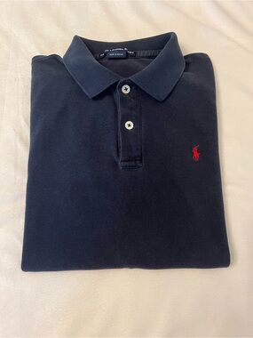 Vintage Ralph Lauren Women’s Navy Polo with Red Pony Embroidery